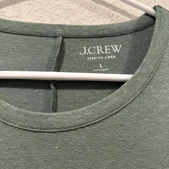 J.Crew green Linen tee - Picture 2 of 3